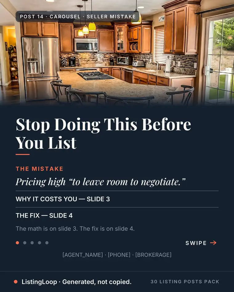 Seller Mistake — post 14 of the 30 Listing Posts Pack