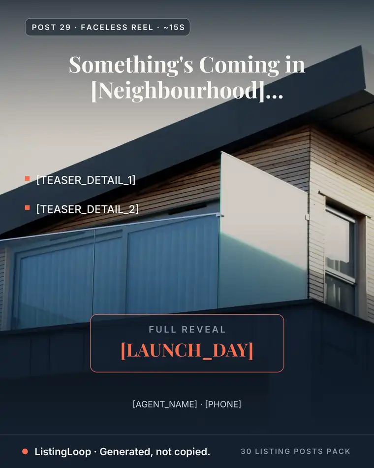 Coming Soon Teaser — post 29 of the 30 Listing Posts Pack